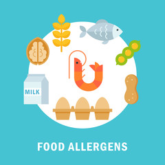 Food Allergy Triggers or Allergens Illustration