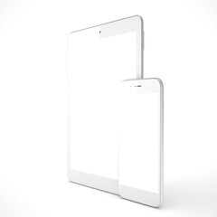 Tablet and smartphone on a white. 3d rendering.