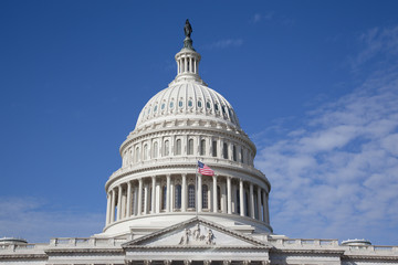 Fototapeta na wymiar dome of Capitol Washington DC closeup in sunny day