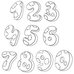 A set of numbers. Figures pillows.