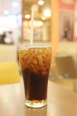 Cold cola in glass.