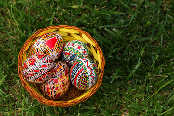 Easter eggs hand painted and decorated