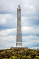 The War Veterans Memorial monument at High Point State Park, NJ, on a cloudy spring day
