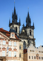 Fototapeta na wymiar Prague, Czech Republic. Old Town, Staromestska square, Church of