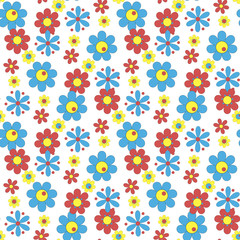 Seamless color floral pattern on a white background