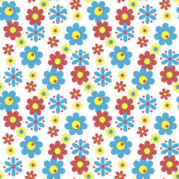 Seamless color floral pattern on a white background