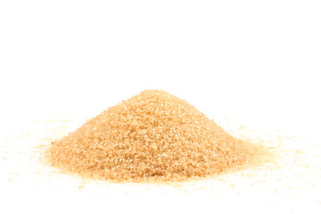 Crystals cane sugar isolated on white