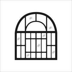 Creative house window design sign simple icon on background