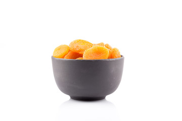 Dried apricots on white background