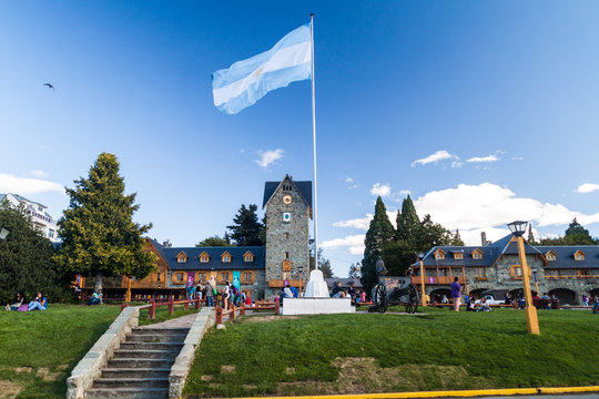 Civic center on a main Square in Bariloche, Argentina.