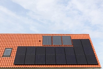 House with solar panels on roof 