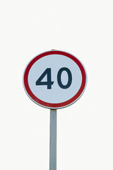 sign of restriction of speed 40 on the sky background