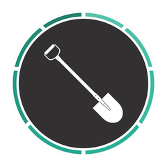 Shovel Simple flat white vector pictogram on black circle. Illustration icon