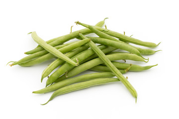 Green beans isolated on a white background.