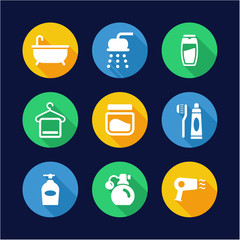 Shower Icons Flat Design Circle