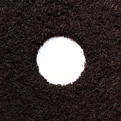 Black tea dried leaves background - 110692380