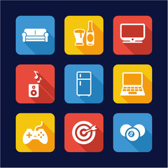 Man Favorite Activities Icons Flat Design