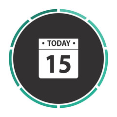 Calendar Simple flat white vector pictogram on black circle. Illustration icon