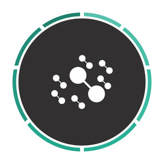 Molecule Simple flat white vector pictogram on black circle. Illustration icon