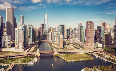 Chicago River aerial view