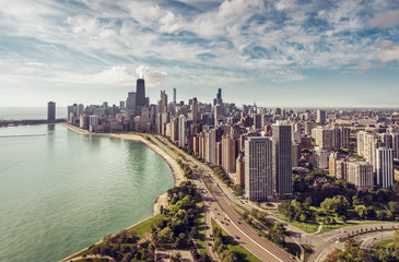Chicago Skyline aerial view