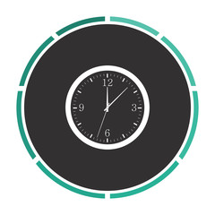 Time Simple flat white vector pictogram on black circle. Illustration icon