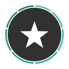 Clasic star Simple flat white vector pictogram on black circle. Illustration icon