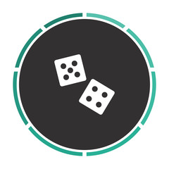 game dice Simple flat white vector pictogram on black circle. Illustration icon
