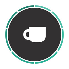 Cup Simple flat white vector pictogram on black circle. Illustration icon