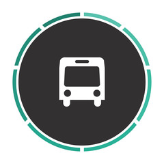 Passenger bus Simple flat white vector pictogram on black circle. Illustration icon