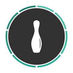 bowling pin Simple flat white vector pictogram on black circle. Illustration icon
