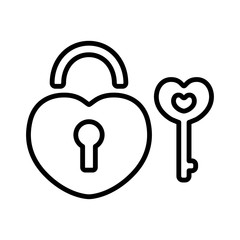 lock and key love thin line icon