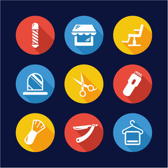 Barber Shop Icons Flat Design Circle