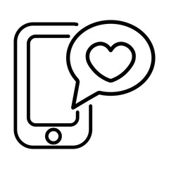 mobile notification like heart love thin line icon