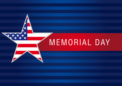 Memorial Day USA banner. Memorial Day with star in national flag colors vector greeting card