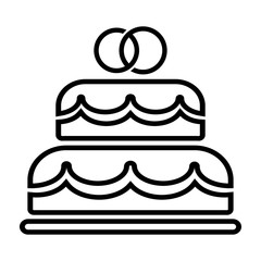 cake wedding love celebrate heart thin line icon