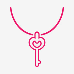 lock key charm necklace love jewelery thin line icon