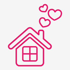 home love care heart valentine thin line icon