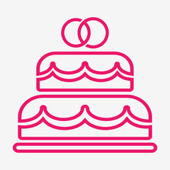 cake wedding love celebrate heart thin line icon