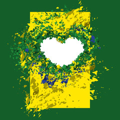 abstract background, Brazilian flag colors, summer colors, heart