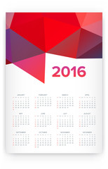2016 Calendar. Abstract. Week Starts from Sunday. Vector illustr