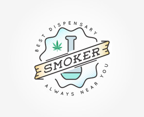 Medical Cannabis Marijuana Sign or Label Template in Vector. Can