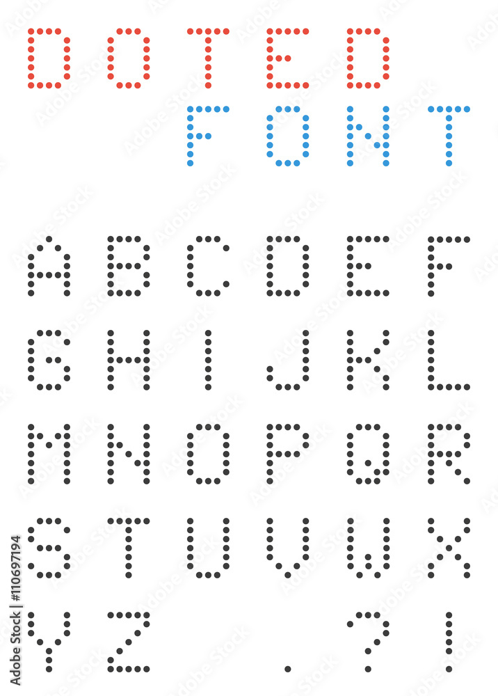 Fototapete set of uppercasse dotted letters - alphabet font made of small c