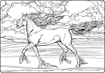 horse with mane and tail of flames of fire.
