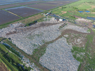 View landfill bird's-eye view. Landfill for waste storage.