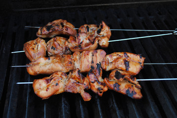 Grilling Boneless Spicy Chicken on Skewers