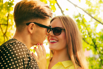 Smiling couple in park