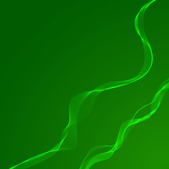 Green wavy  ribbon on a green  background