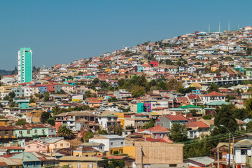 Colorful houses on hills of Valparaiso, Chile
