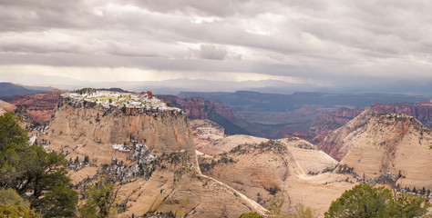 Hiking the west rim of Zion National Park the morning after a spring snow storm. 